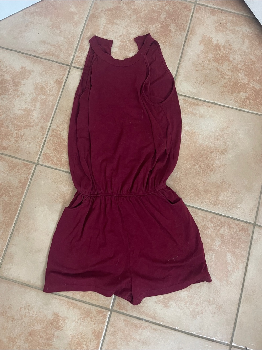 Women’s Burgundy Sleeveless One-Piece Romper